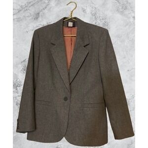 The Villager Blazer Grey Wool Blend Single Button Women's Tailored Jacket